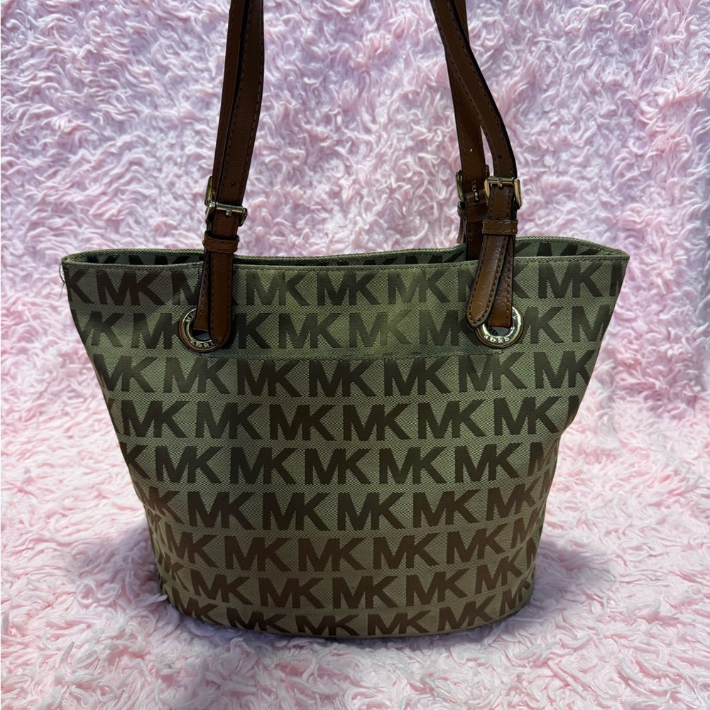 Michael Kors Brown Leather Trim Tote Bag